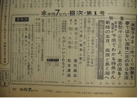 1963年5月5日号＜美智子さま　ごゆっくり静養を＞女性セブン創刊号 (2)
